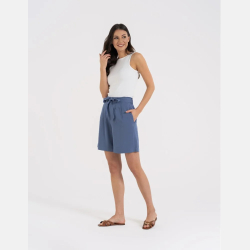 SPODENKI DAMSKIE Z WYSOKIM STANEM, WISKOZA, SZERSZE, ELEGANCKIE MORAJ NIEBIESKIE